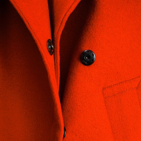 Tavan & Mitto Red Wool Shawl Collar Kimono-Sleeve Midi Coat - Picture 4 of 9